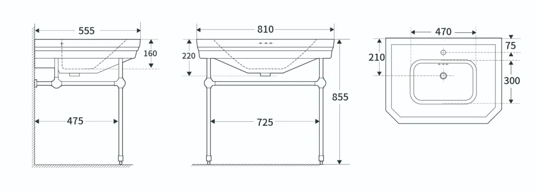 Popular Polished Ceramic Porcelain Sanitary Ware Gold Cabinet Cloakroom Bathroom Vanity Handmade Lavatory Console Freestanding Washbasin Furniture