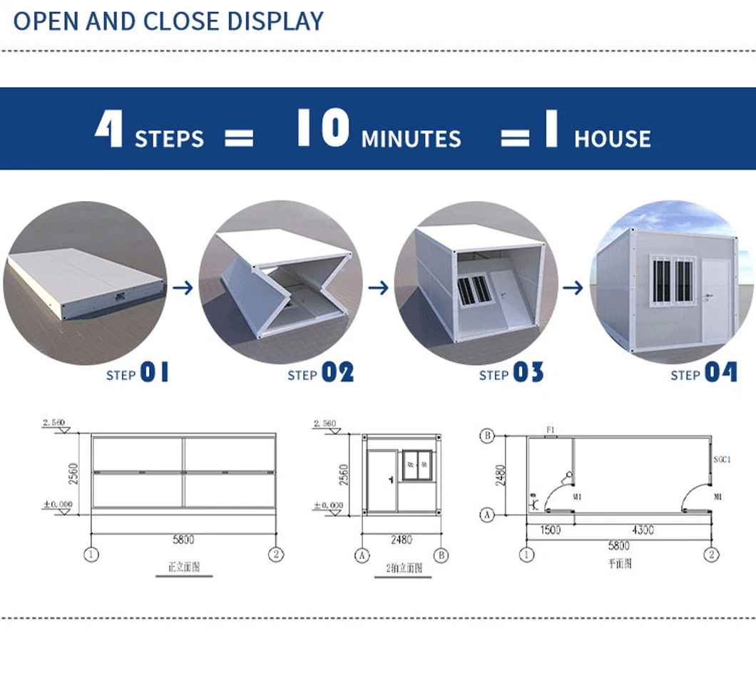 Prefabricated House Disaster Relief with Bathroom 300 M. 2 Prefabricated Container Houses