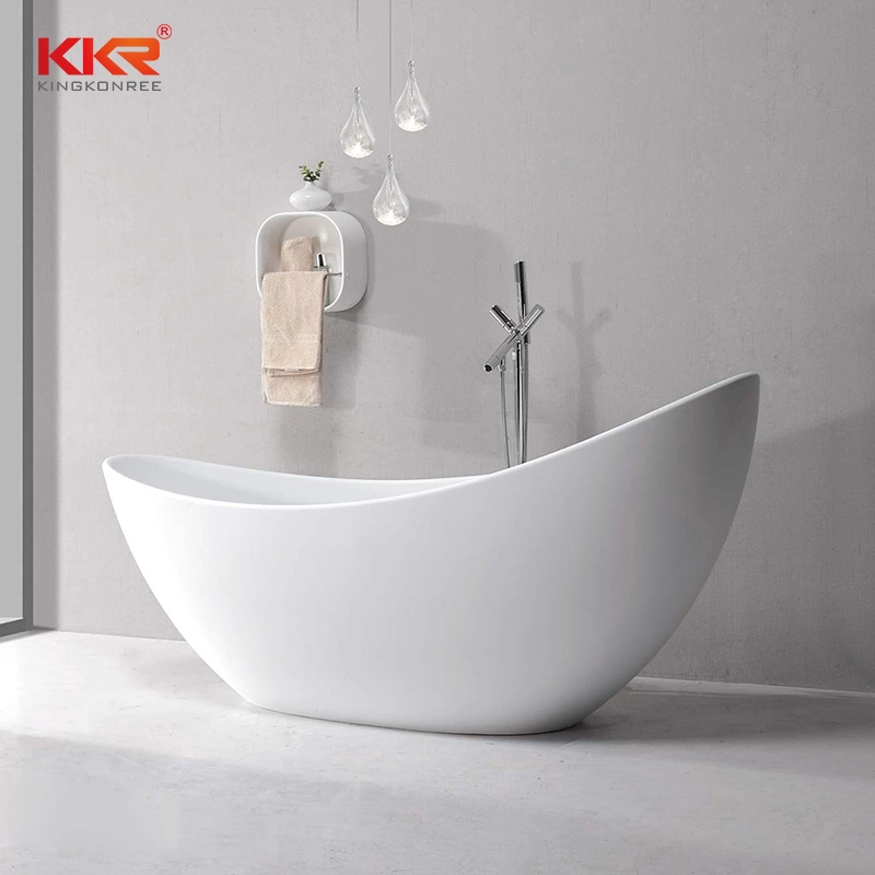 Kingkonree Hotel Project Artificial Stone Bathroom Shower Oval Freestanding Soaking Bathtub