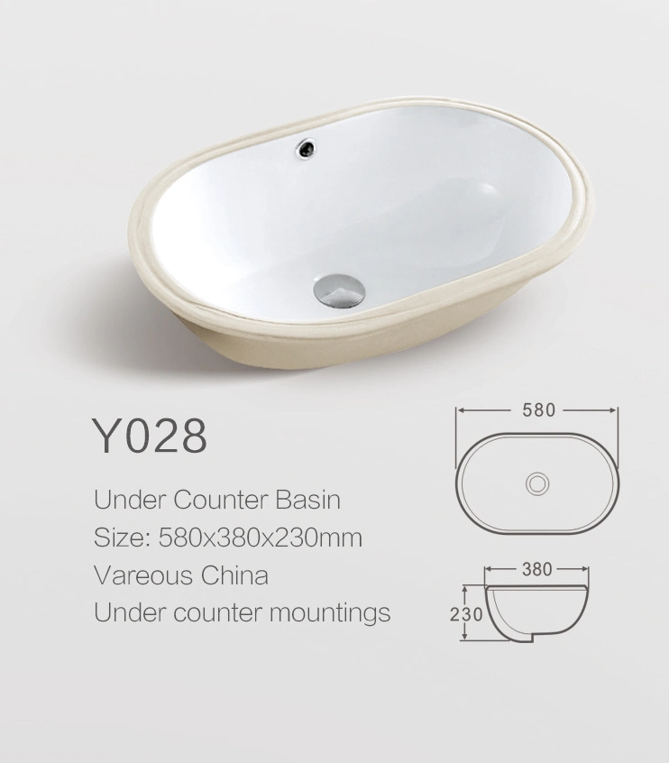 OEM ODM Bathroom Furniture Ceramic Under Mounted Washbasin Modern Oval Undercounter Vanity Basin Sink