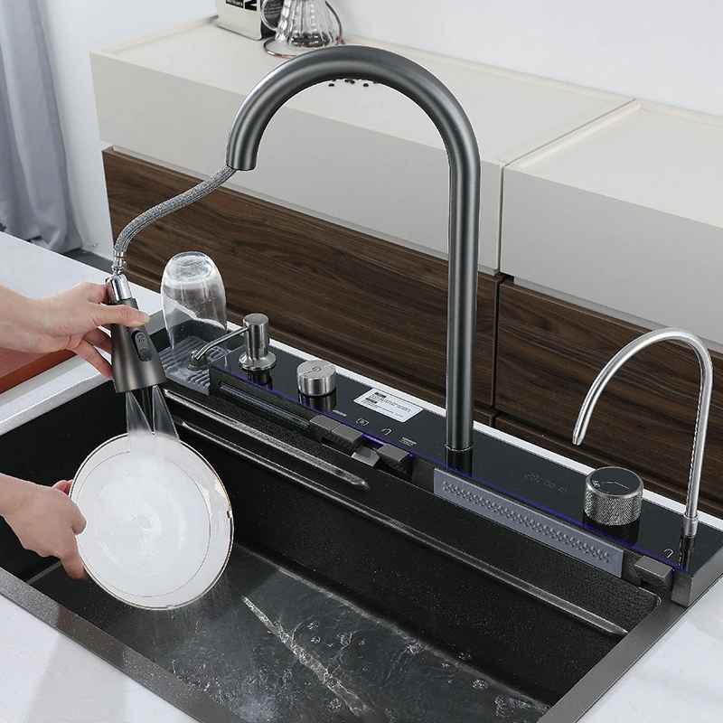 Multifuntion Kitchen Sinks Sink Basin Rainfall Faucet Steel Kitchen Sink Kitchen Basin Sink Smart Sink