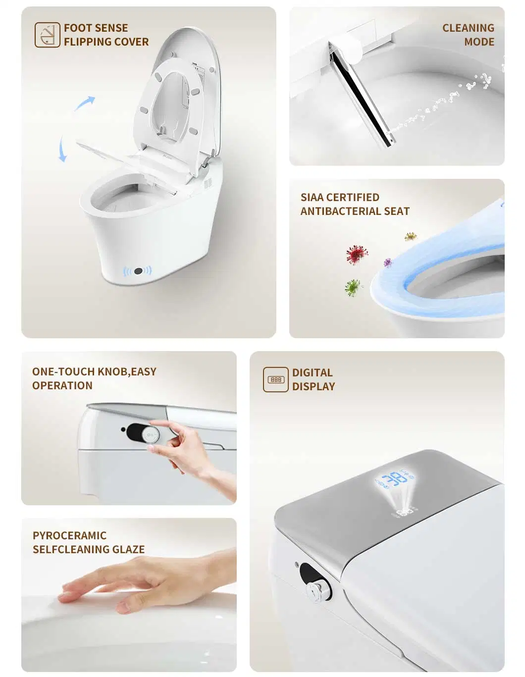 Intelligent Porcelain Wc Floor Mounted Bowl Bathroom Automatic Ceramic One Piece Siphon Toilet