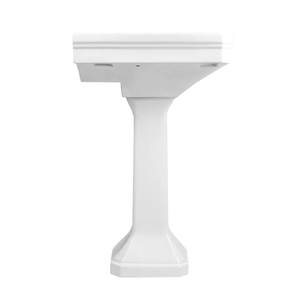 Traditional Design Rectangle Sanitary Ware Oversized Cupc Certified Vanity Bathroom Ceramic Porcelain Two Piece Freestanding Pedestal Washing Basin Furniture