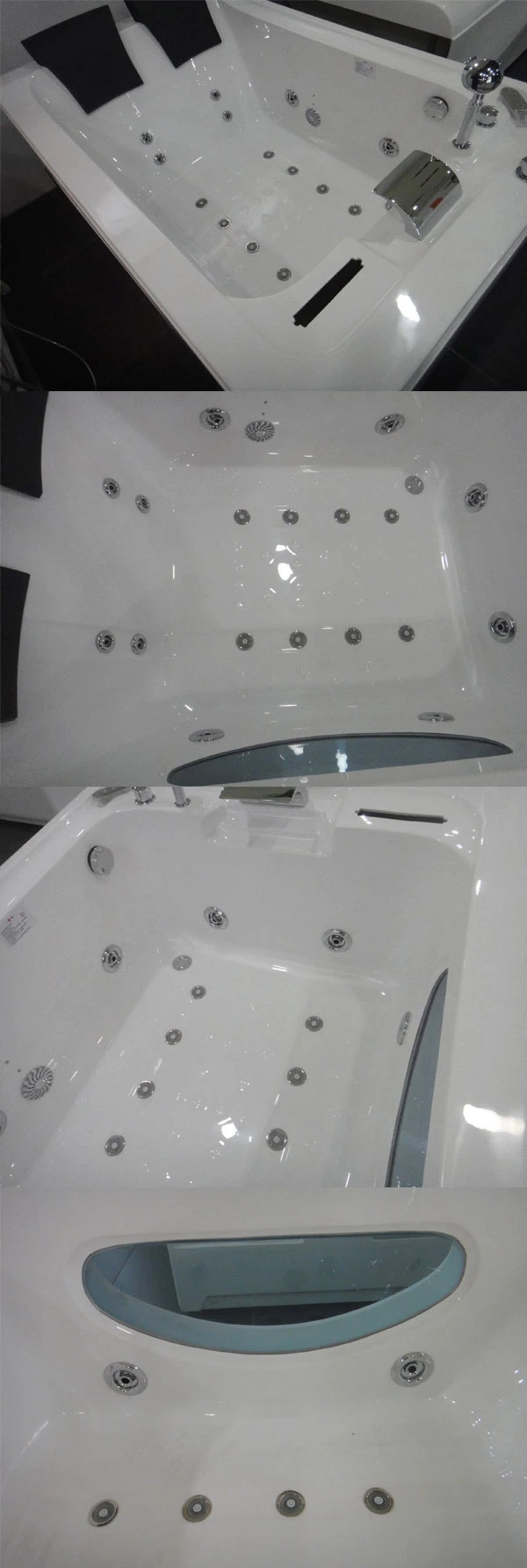 Custom Modern White Acrylic Design Shower Freestanding Whirlpools Bathtub Shower Glass Massage Bathtub for 2 People