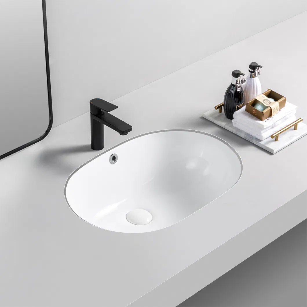 OEM ODM Bathroom Furniture Ceramic Under Mounted Washbasin Modern Oval Undercounter Vanity Basin Sink