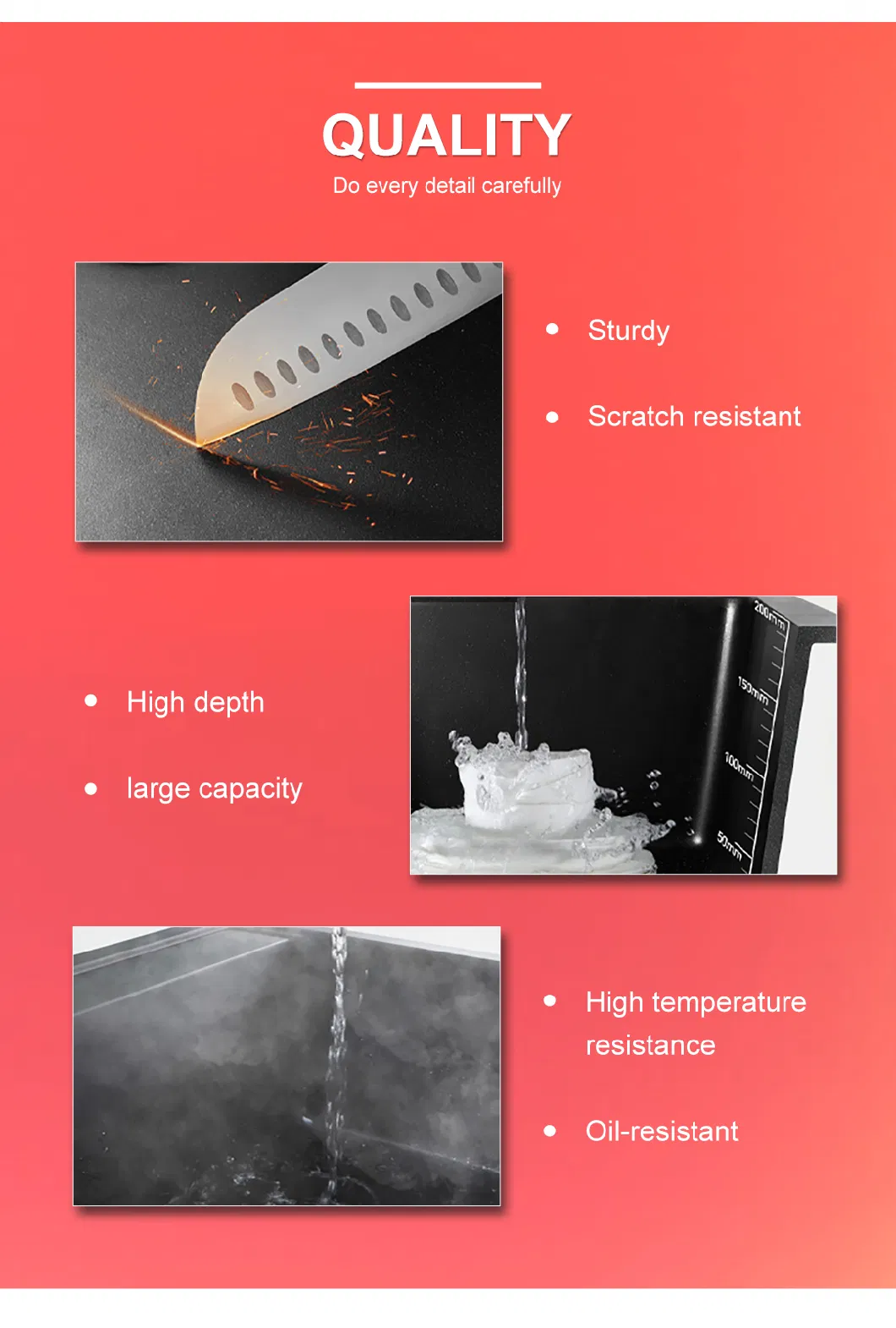 high-End Luxury Anti-Scratch Quartz Stone Basin Composite Stone Kitchen Sink