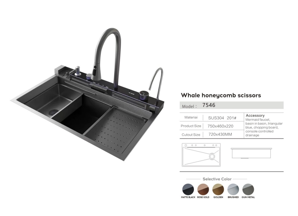 Whale Fly Rain Dragon Head Kitchen Sink Stainless Steel Price Smart Kitchen Sink Press to Switch Kitchen Sinks