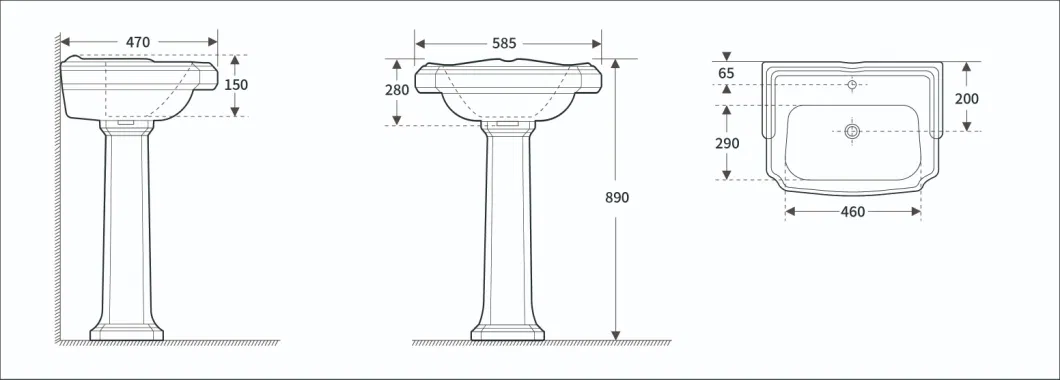 High Quality Sanitary Ware Bathroom Lavatory Handmade Freestanding Ceramic Porcelain Vanity Wholesale Cupc Certified Pedestal Sink Furniture