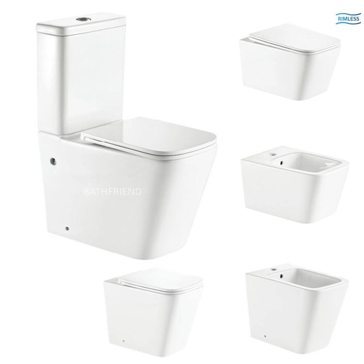Floor Standing Modern Style Square Shape White Single Hole Ceramic Toilet Bidet Seat Bidets