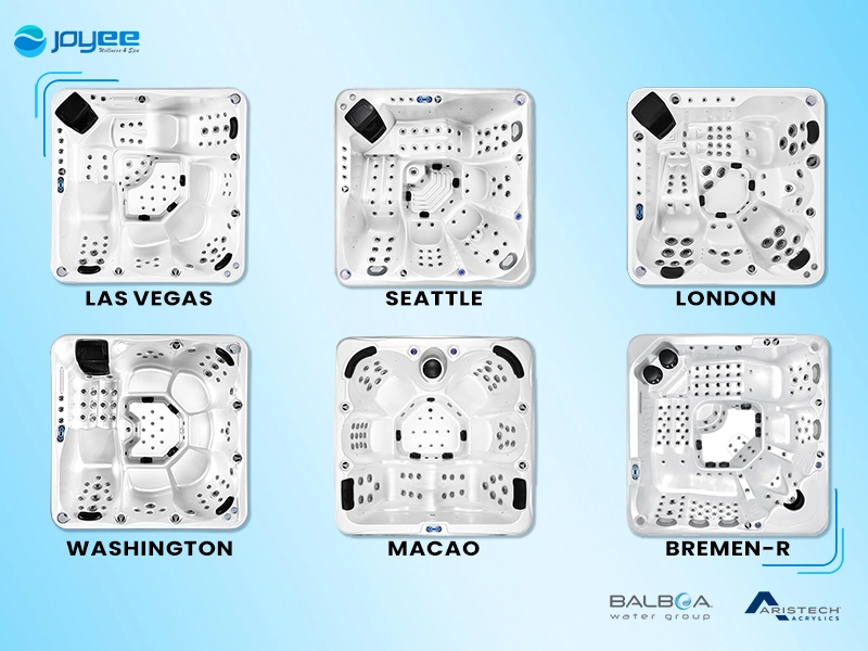 Joyee Luxury Design Big LED Jet Whirlpool Balboa SPA 5 Seat Hot Tub