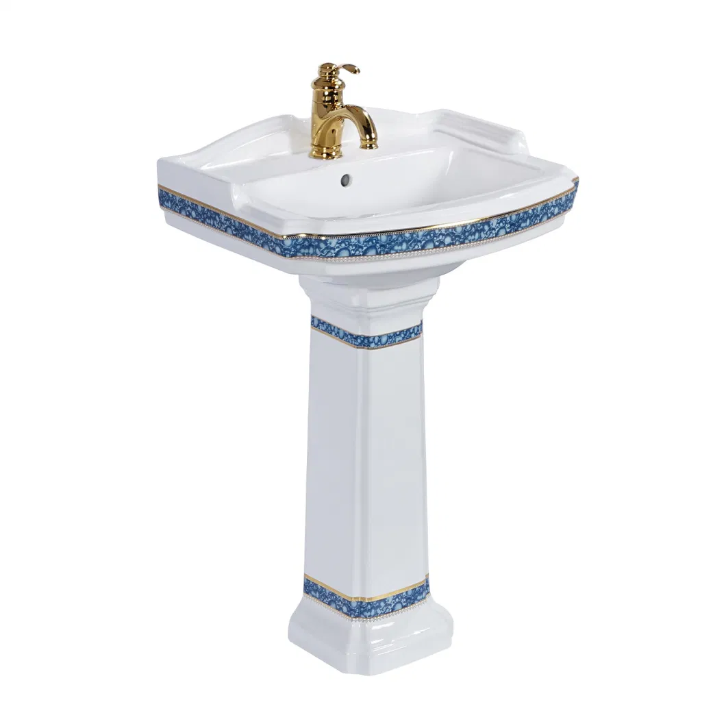 High Quality Sanitary Ware Bathroom Lavatory Handmade Freestanding Ceramic Porcelain Vanity Wholesale Cupc Certified Pedestal Sink Furniture