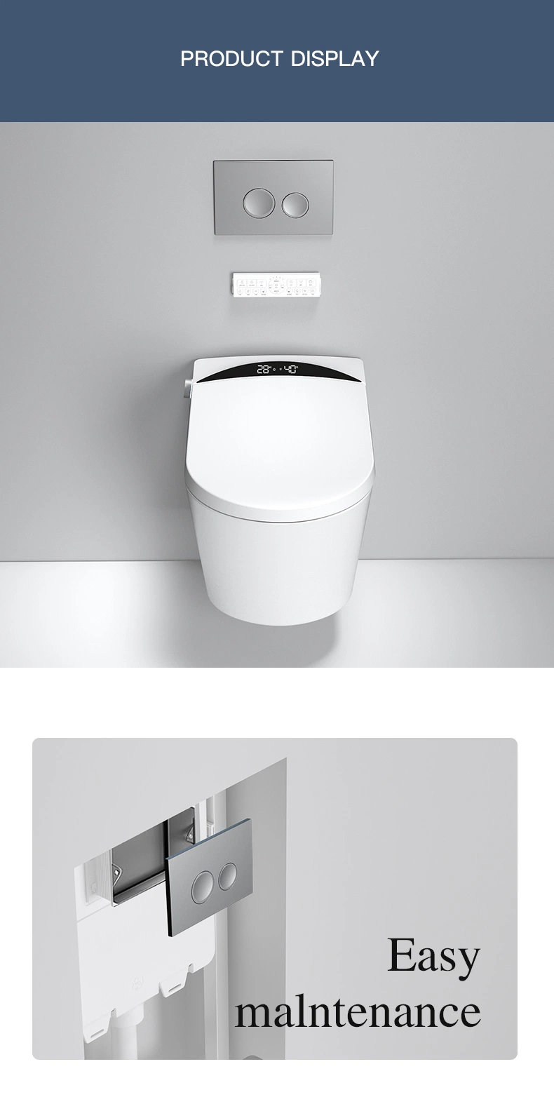 Wholesale 110V/220V Auto Open Western Ceramic Wc Smart Toilet Remote Control Automatic Flushing Washroom Black Smart Toilet Wall Mounted Toilet Water Mark