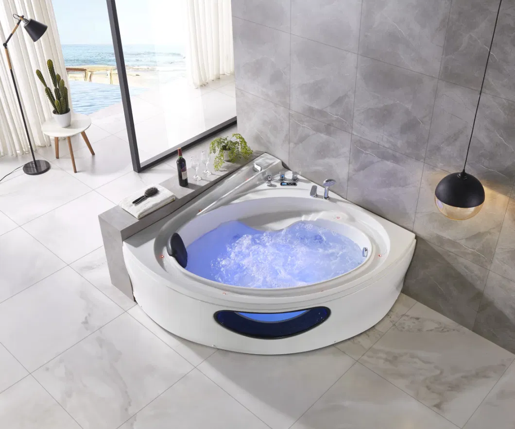 Woma New Design Luxury Corner Bath Massage Hot Tub Whirlpool with Lighting (Q432)