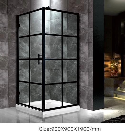 Easy Clean Glass Black Pivot Bathroom Shower Door with Side Panel