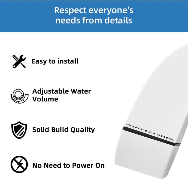 New Ultra Slim Cold Water Toilet Bidet Floor Mounted Toilet Bidet Attachment with Vertical Spray, Nozzle Self-Cleaning, Smart Manual Controls