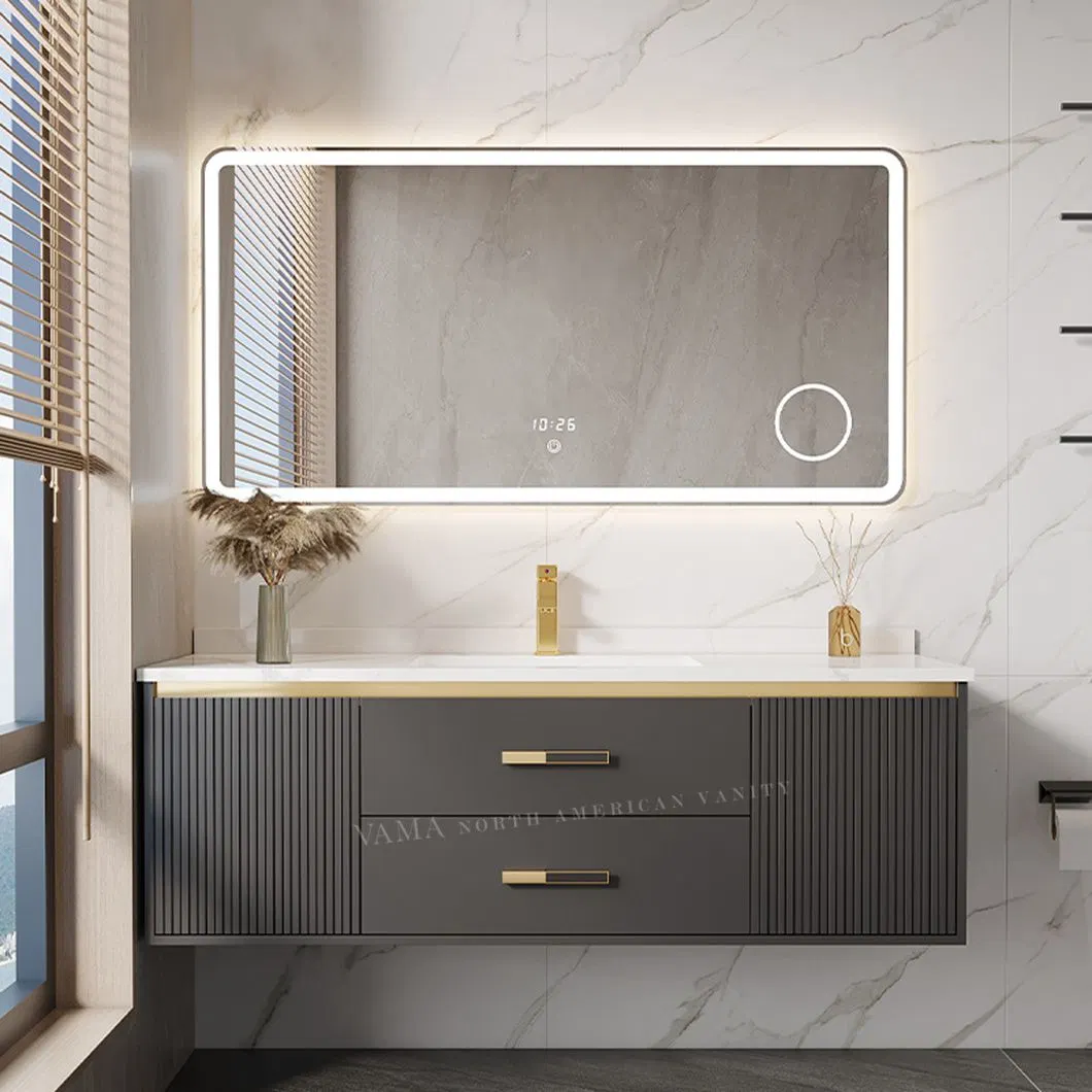 Vama Customerized Washroom Design Modern Toilet Bathroom Vanity Cabinet Wall Mounted Water-Resistant