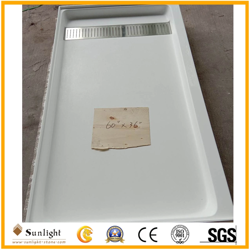USA Hotel Hot Sale Cultured Marble Rectangle Square Shower Base