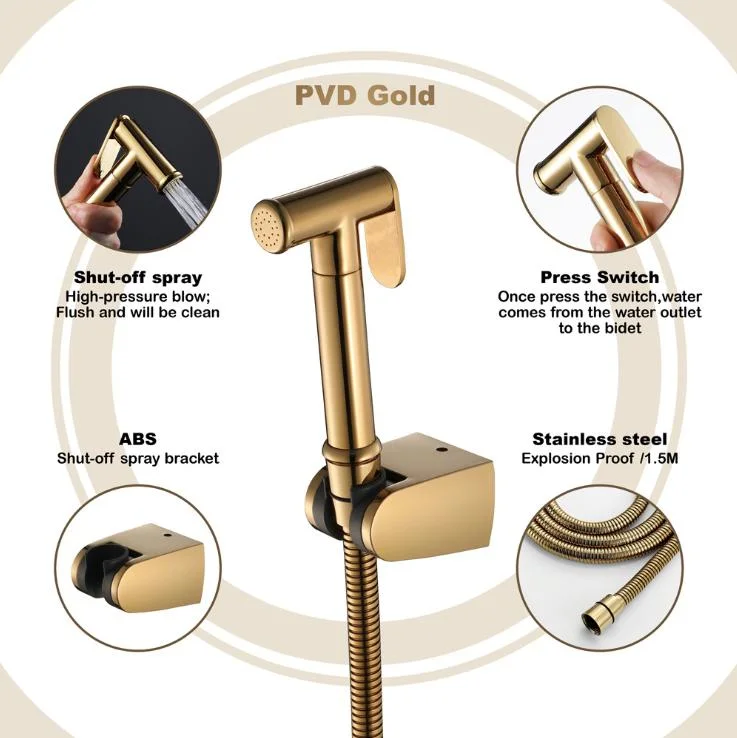 Mixer Tap Brass Golden Toilet Sanitary Ware Faucet Hand Bathtub Shattaf Spray Bidet