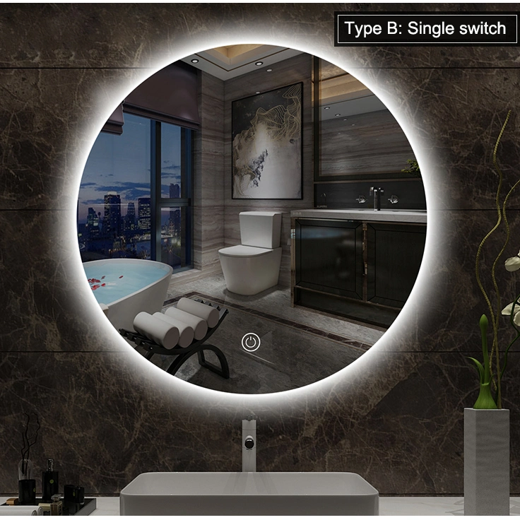 Espejos Modern Round Circle Wall Bathroom Cabinet Touch Screen Smart LED Mirror