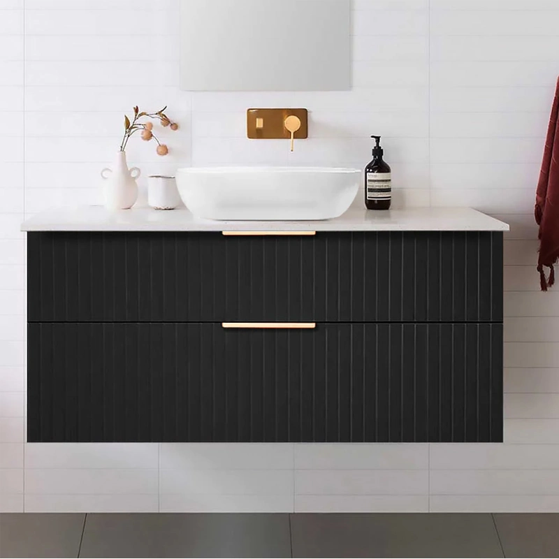 120cm Wall Hung Matte Black Bathroom Vanity