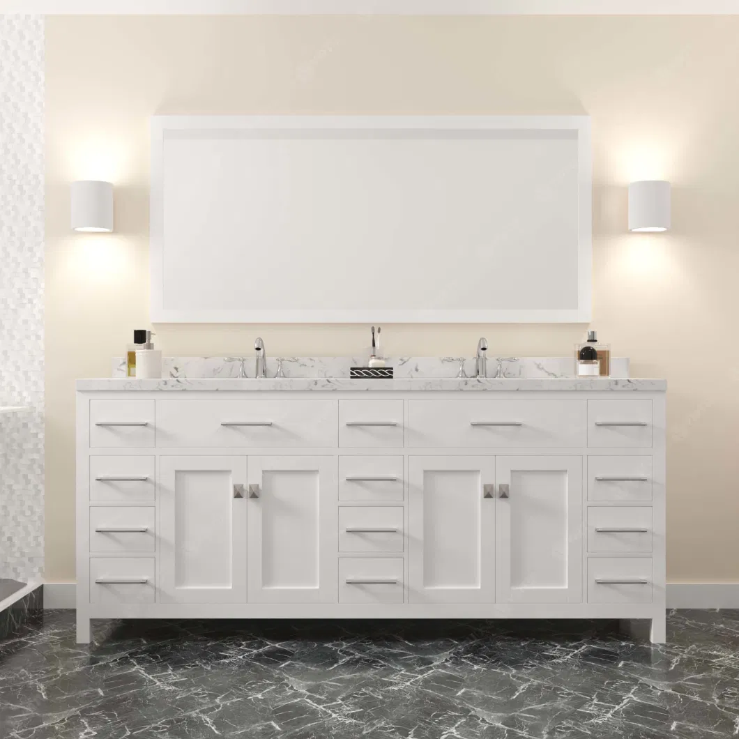 Modern Black Painted Veneer Finish Handmade Less Design Bathroom Cabinets