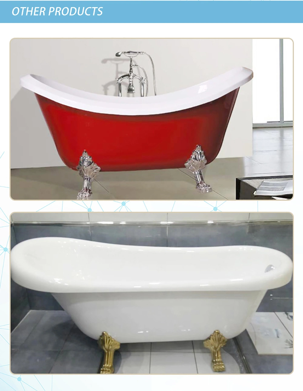 Hot Sale Acrylic Shower Tub Silver Claw Foot Deep Soaking Hot Tub Freestanding