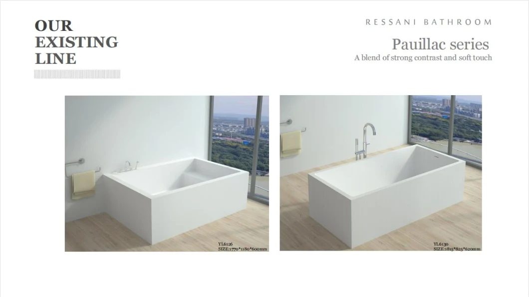 Resin Stone Freestanding Acrylic Solid Surface Soaking for Bathroom Shower Bathtub High Quality