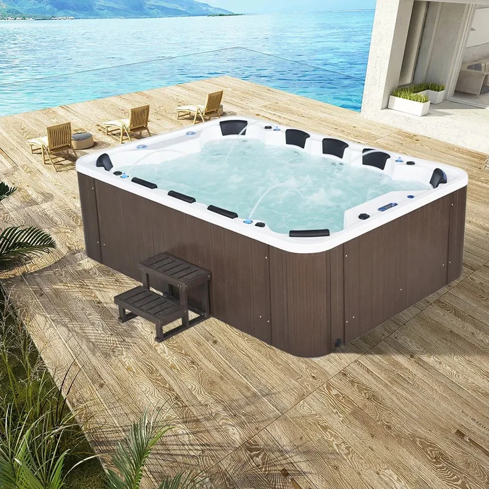 Hot Sale 7 Person Outdoor Whirlpool with Massage Big Jet Large Size Black Color SPA Tubs with TV Hot Tub Big Bathtub