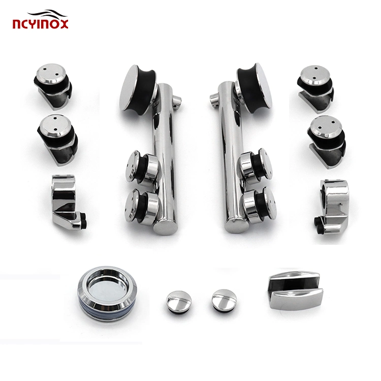 Stainless Steel Glass Sliding Door Hardware Bathroom Track Kit