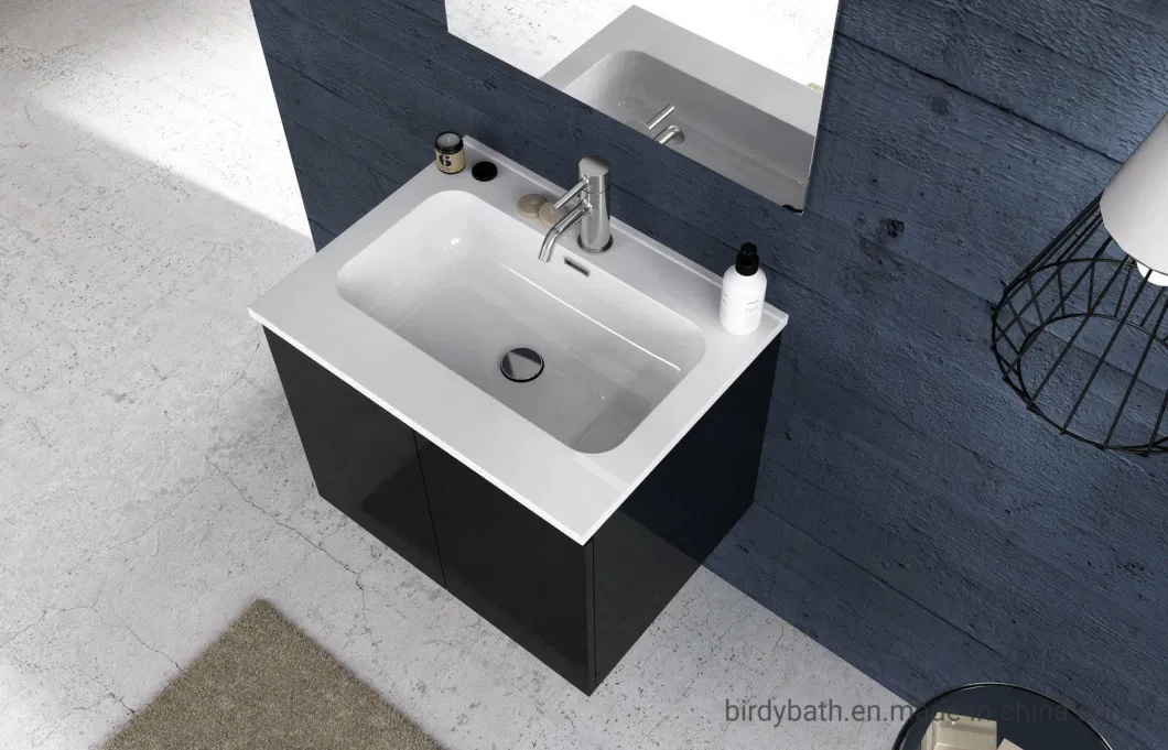 Bathroom Cabinet 60 Cm Installation Suspended Ceramic Sink 2 Doors Anthracite