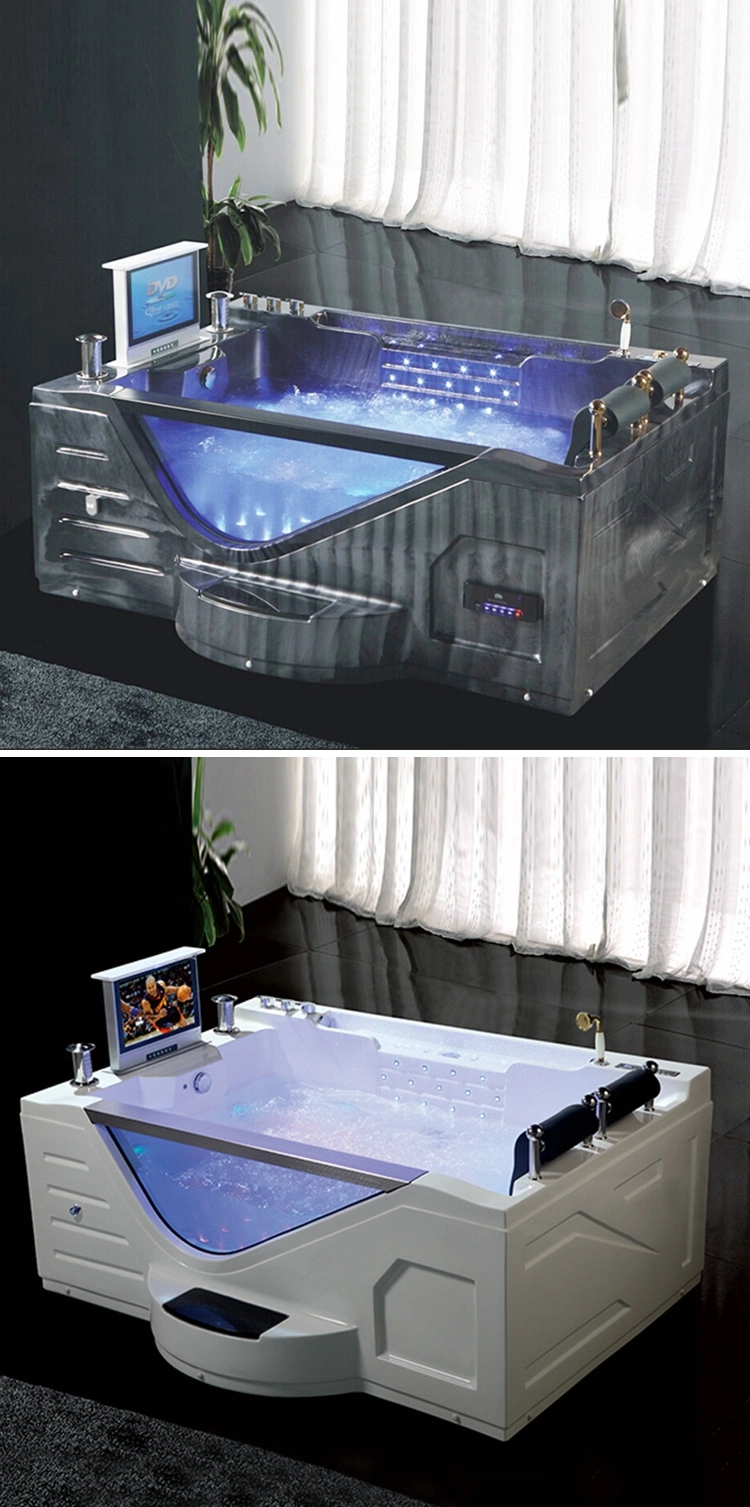 Hot Sale Black Acrylic Color Whirlpool Jet Bath Tub with TV