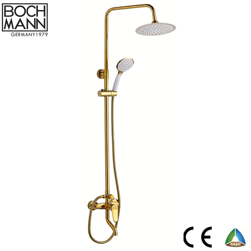 Middle East Gold Rose Gold Color Bathroom Shower Set Faucet with Marble Stone