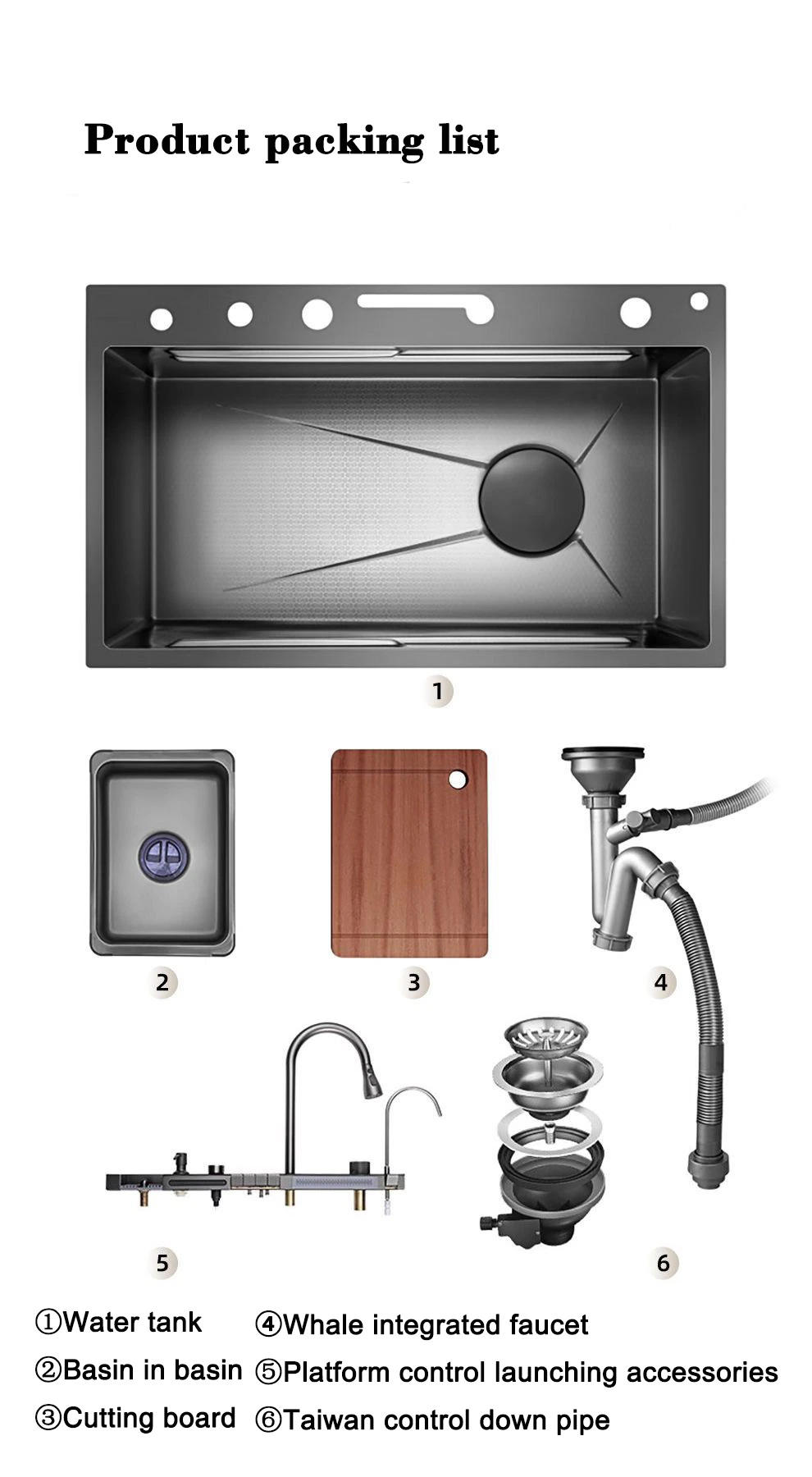 New Design Whale Waterfall Kitchen Sink 304 Stainless Steel Kitchen Sinks Function Kitchen Sink