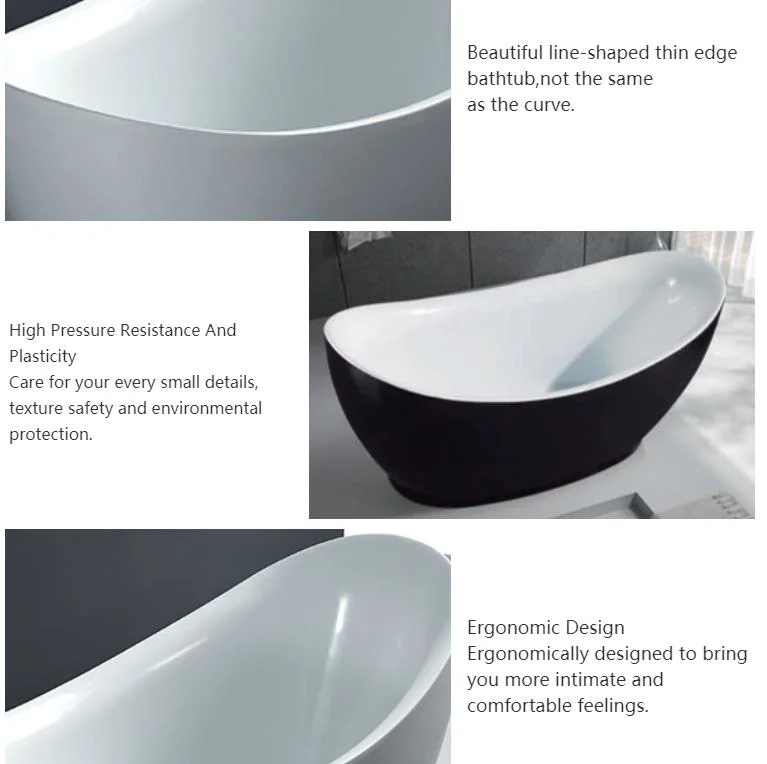 Modern Hotel Project Luxury Oval Freestanding Bath Tub Bathroom Solid Surface Acrylic One Person Soaking Bathtub