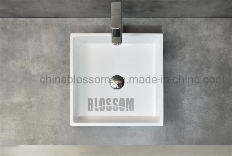 Integrated Countertop Man-Made Solid Surface Stone Acrylic Resin Bathroom Vanity Basin Wash Sink
