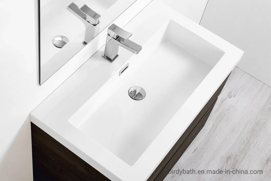 Bathroom Furniture UK Fully 80 Cm Suspended Bathroom Cabinet in Alsazia Color Resin and Mirror Washbasin
