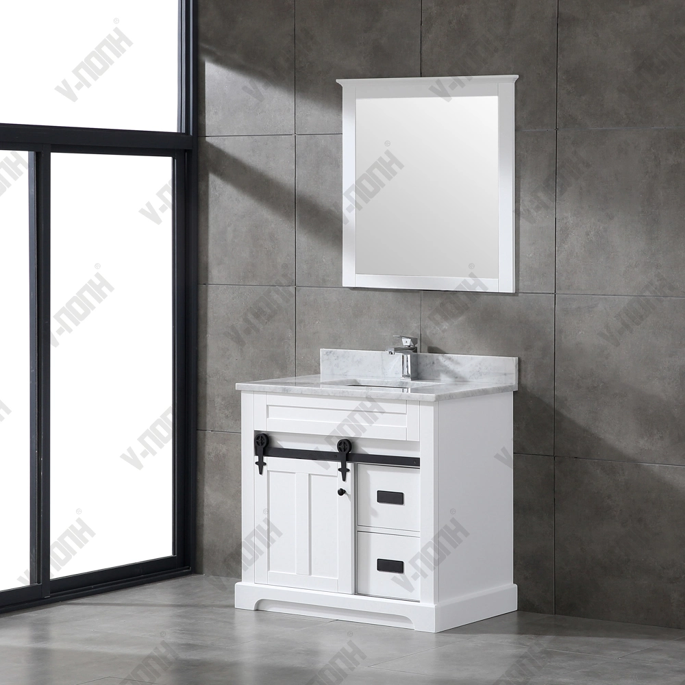 36 Inch Freestanding Marble Top Bathroom Cabinet