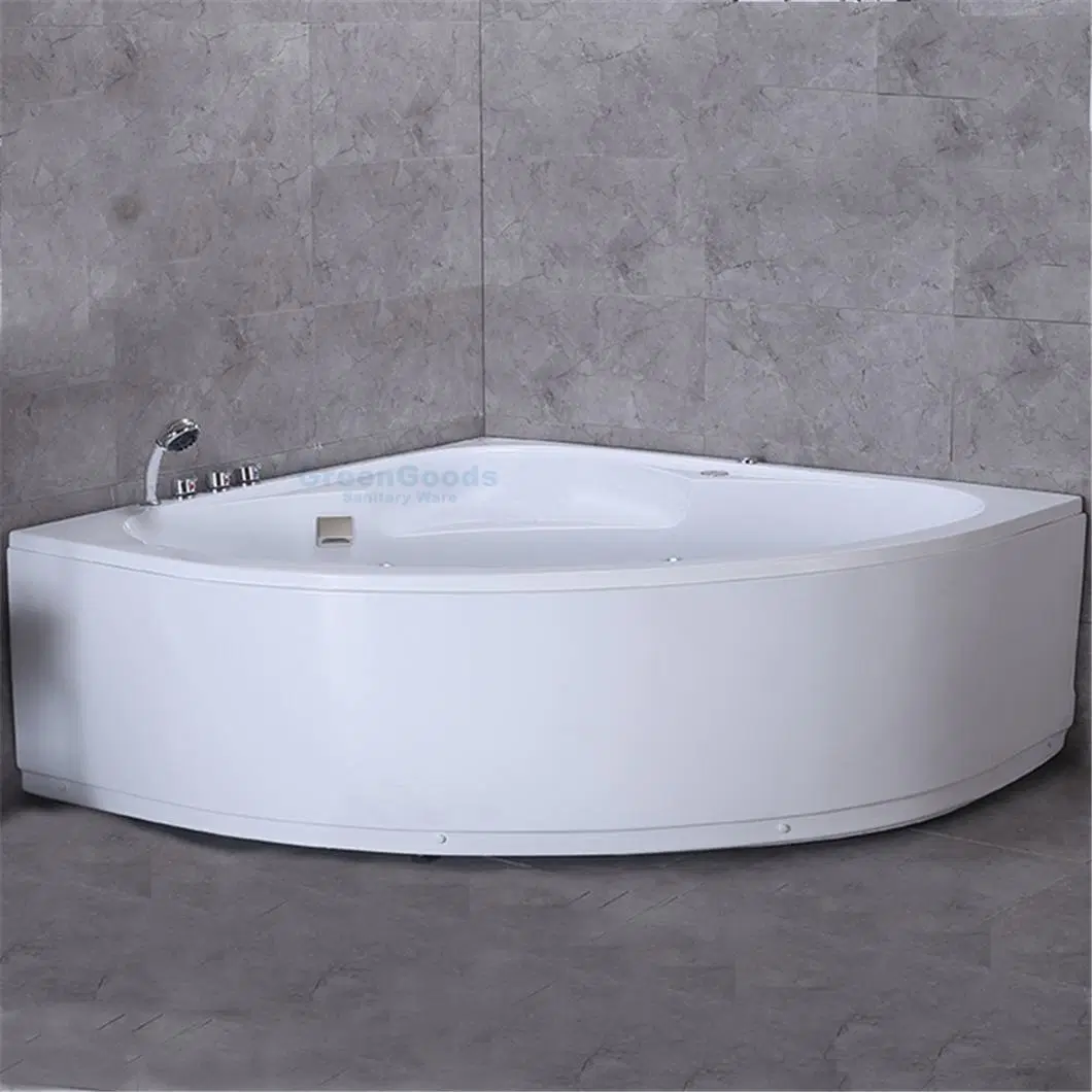 CE White Acrylic Alcove 130X130 Corner Jet Air Jetted Massage Whirlpool Bathtub