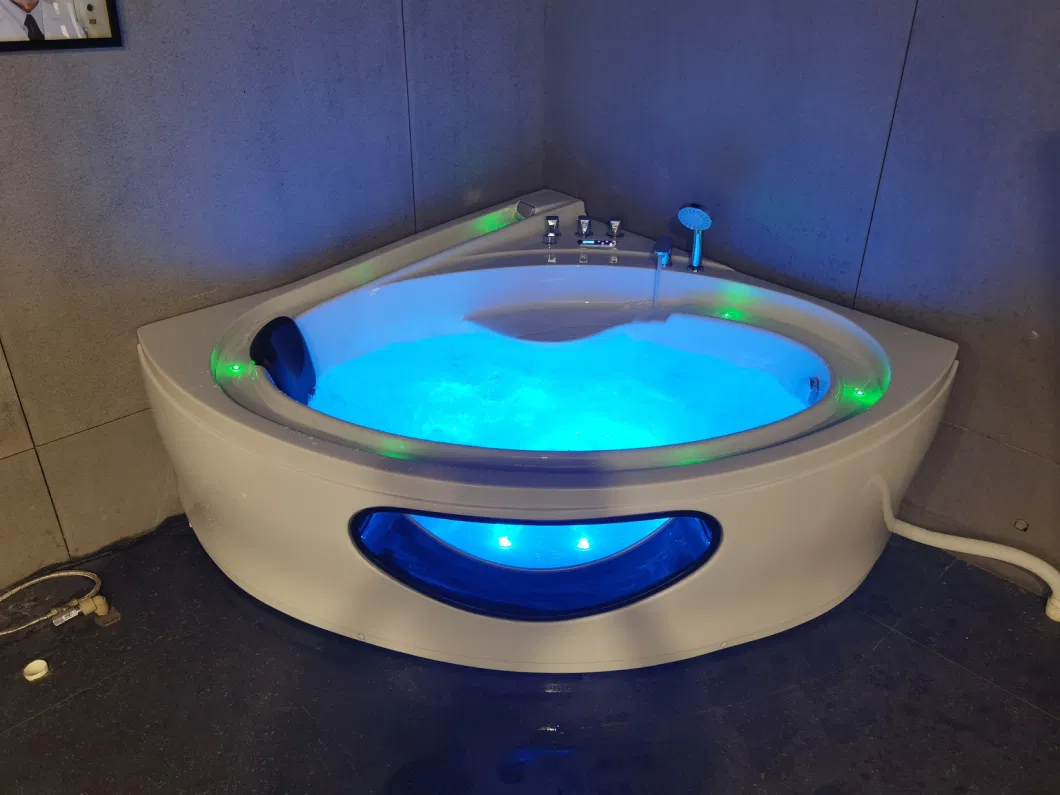 Woma New Design Luxury Corner Bath Massage Hot Tub Whirlpool with Lighting (Q432)