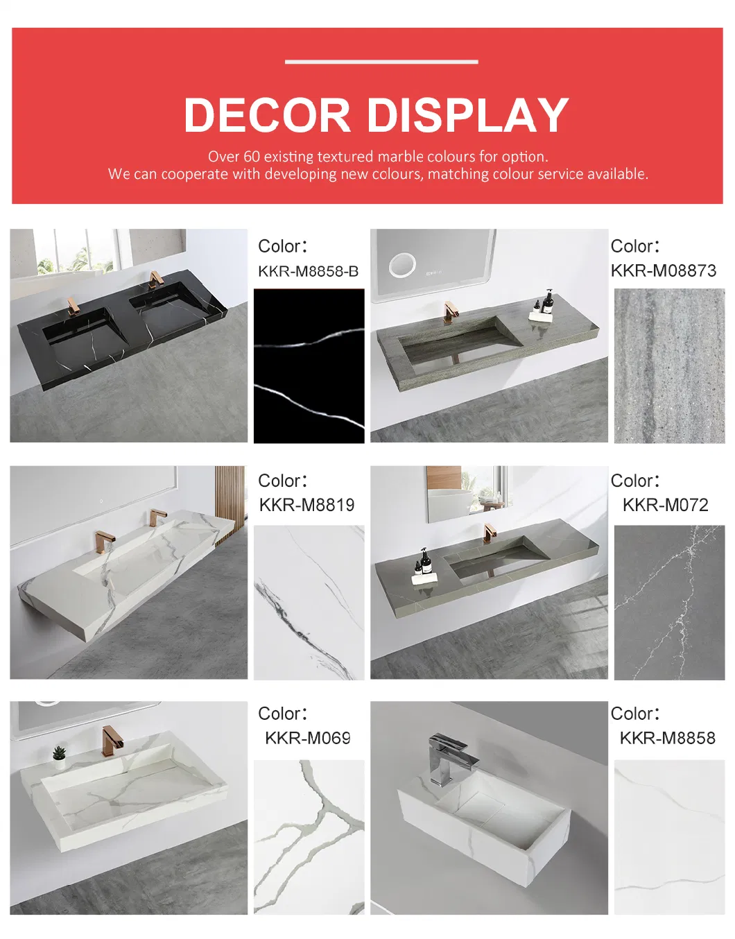 Customize Color Modern Black Marble Pattern Solid Surface Cabinet Basin Stone Small Wall Hung Mounted Basin Vanity Sink