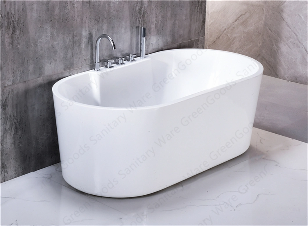 Hotel Bathroom 1200mm Bath Tubs Oval Deep Soaking Acrylic Resin Freestanding Bathtubs