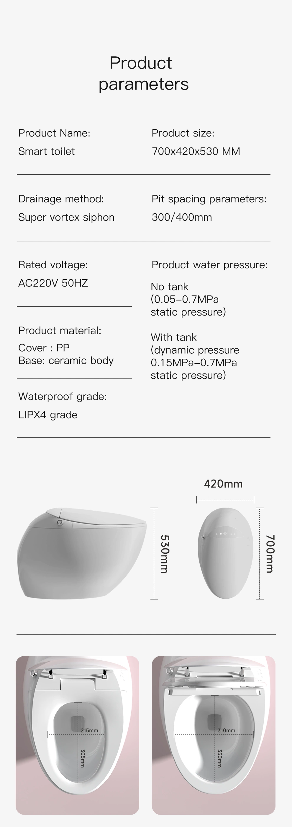 2023 Luxury Ceramic Sanitary Ware Bathroom Smart Toilet Ceramic Siphon Floor Mounted Smart Toilet