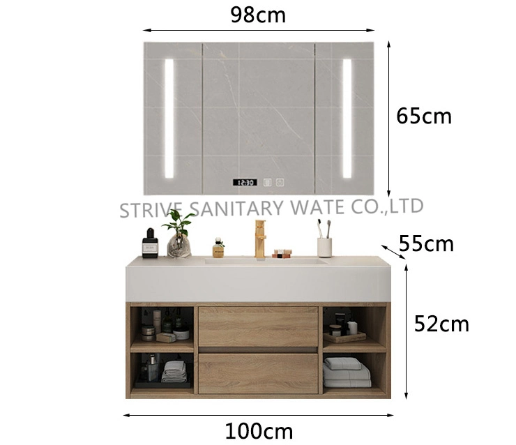 Customized Modern Wall Vanity Cabinets Wood Melamine Bathroom Vanity