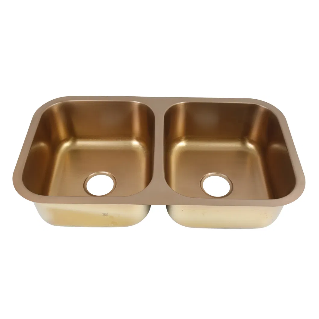 Pud8246 Stainless Steel Kitchen Sink Double Bowl Undermount China Wholesale Factory Machine Pressed Sink Polished Accessories Bathroom Nanomerter