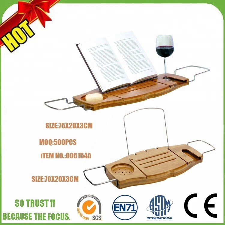 Bamboo Bathtub Tray Bathroom Extend Bath Tub Caddy Tray