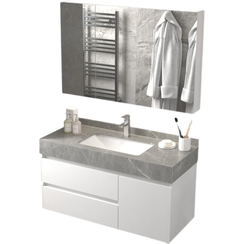 Classic MDF Bathroom Cabinet for Rock Wash Basin Bathroom Vanity with LED Smart Mirror