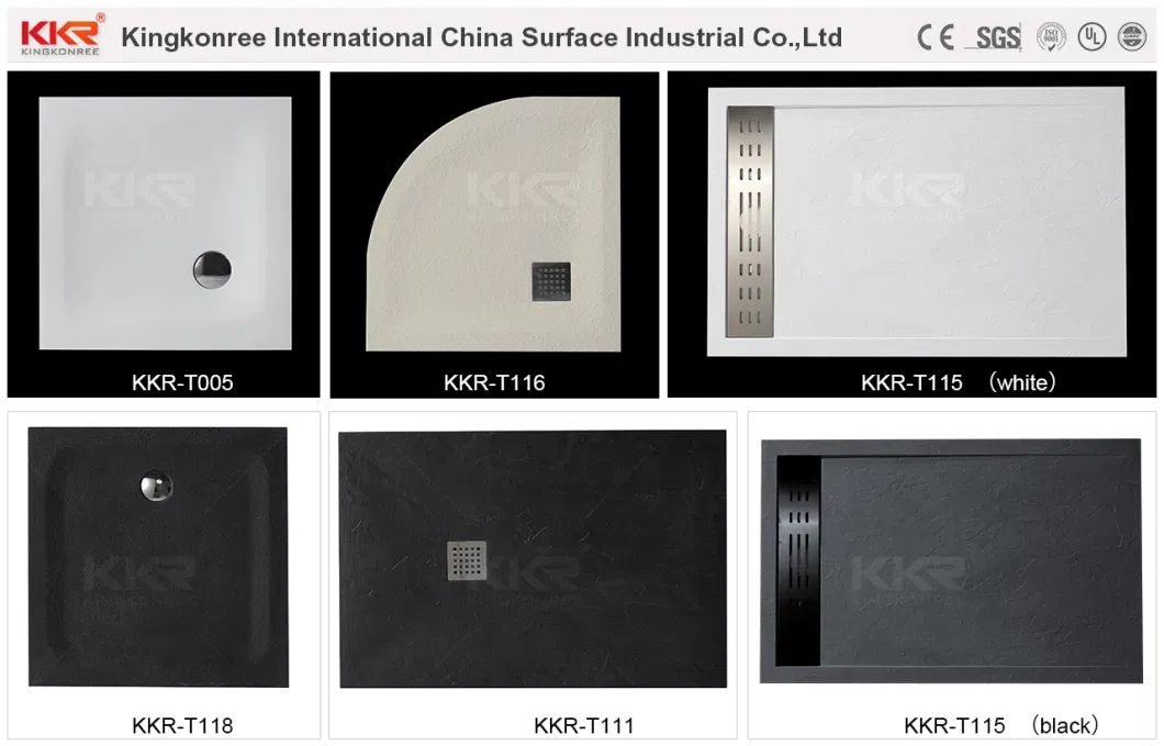 Non Slip Solid Surface Resin Stone Marble Bathroom Shower Trays (KKR-200201-1)
