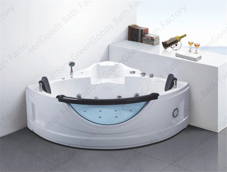 CE Modern Home Garden Lowest Price Acrylic Triangle Shower Soaking Tub Air SPA Double Whirlpool Massage Bathtubs for Fat People
