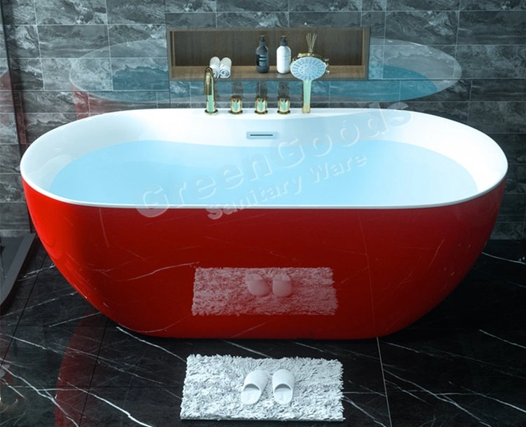 Wholesale Very Popular Luxury Bathroom Large Size Oval Freestanding Deep Soaking Bathtub