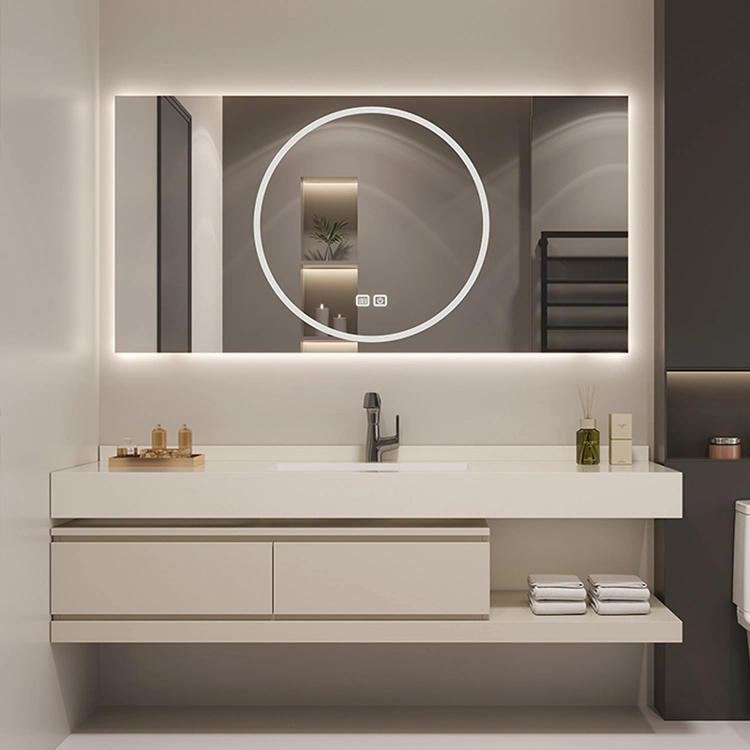 Modern Wooden Bathroom Cabinet Sintered Stone Vanity Countertop Luxury Bath Furniture Combo